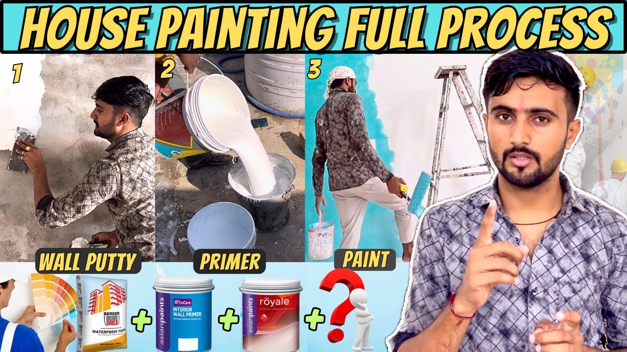 House Painting Work Full Process | WallPutty-Primer-Paint Kaise Kare Step by Step Process in Hindi