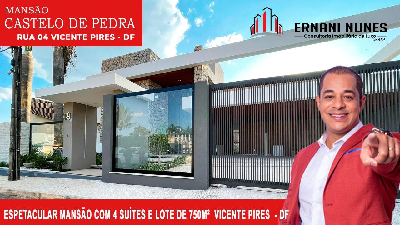 MANSÃO STONE CASTLE - RUA 10 - 4 SUÍTES - ACABAMENTOS LUXUOSOS - VICENTE PIRES - ERNANI NUNES