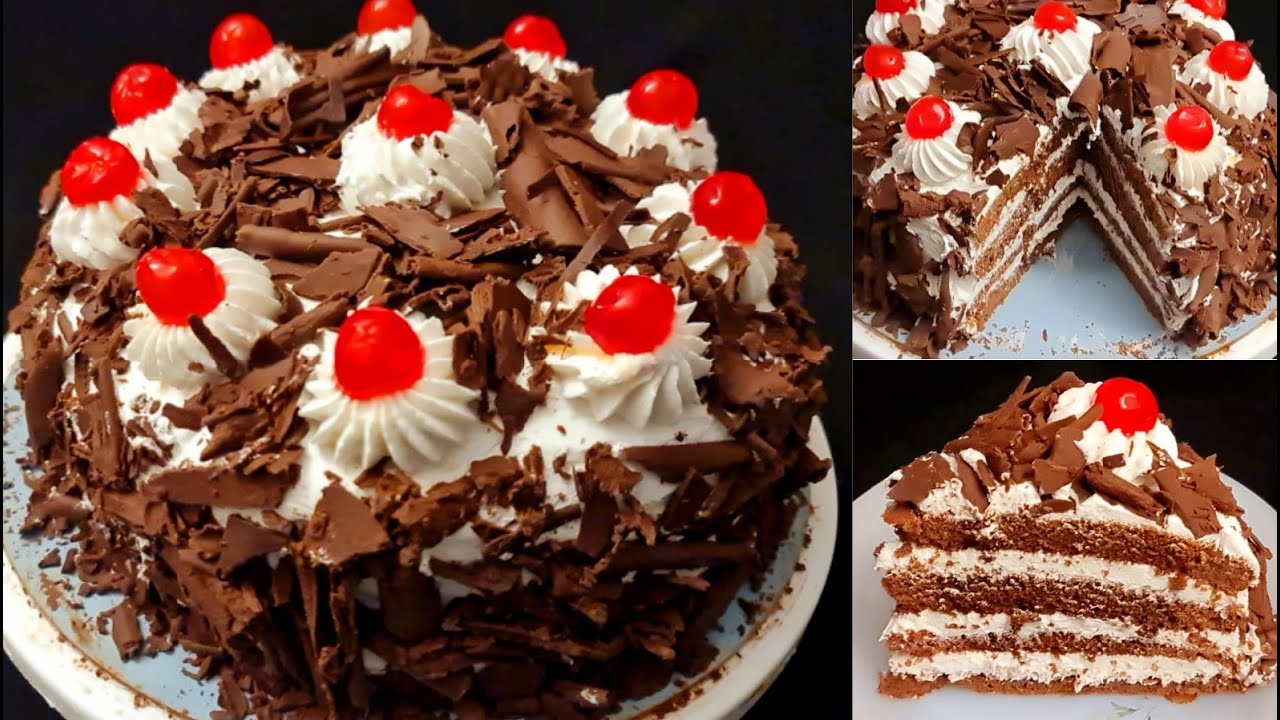 تورتة سهله للمبتدئين تورتة البلاك فورست (Black Forest Cake )  تورتة عيد ميلاد هتعملوها بنفسكم بالبيت