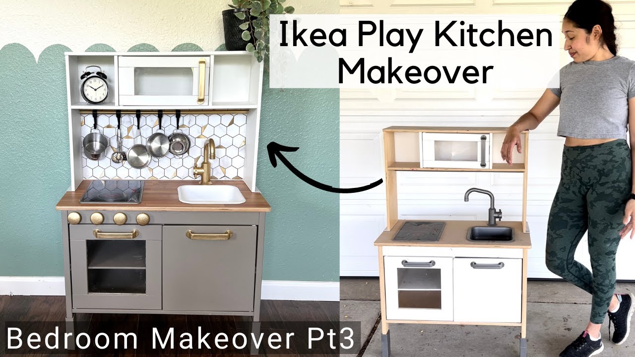 I Made Over an Ikea Play Kitchen for my Daughter | Ikea Hack| Bedroom Makeover Pt3