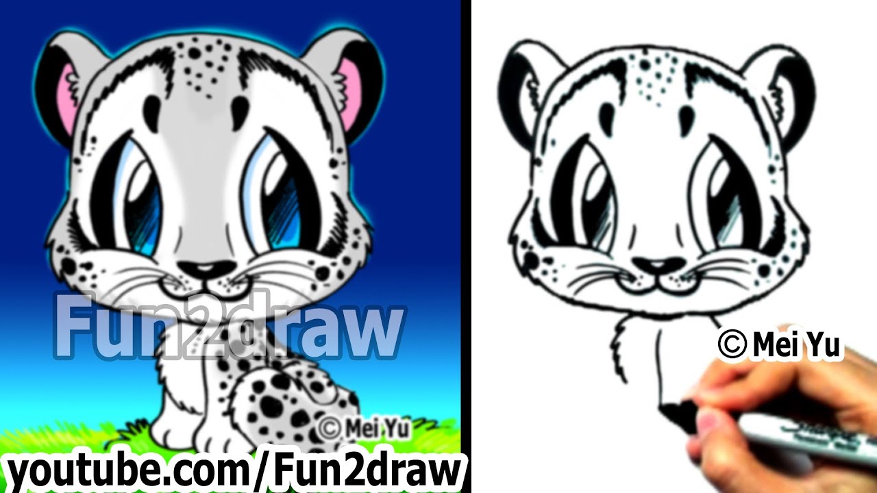 How to Draw Animals - How to Draw a Snow Leopard - Learn to Draw - Fun2draw | Online Art Lessons