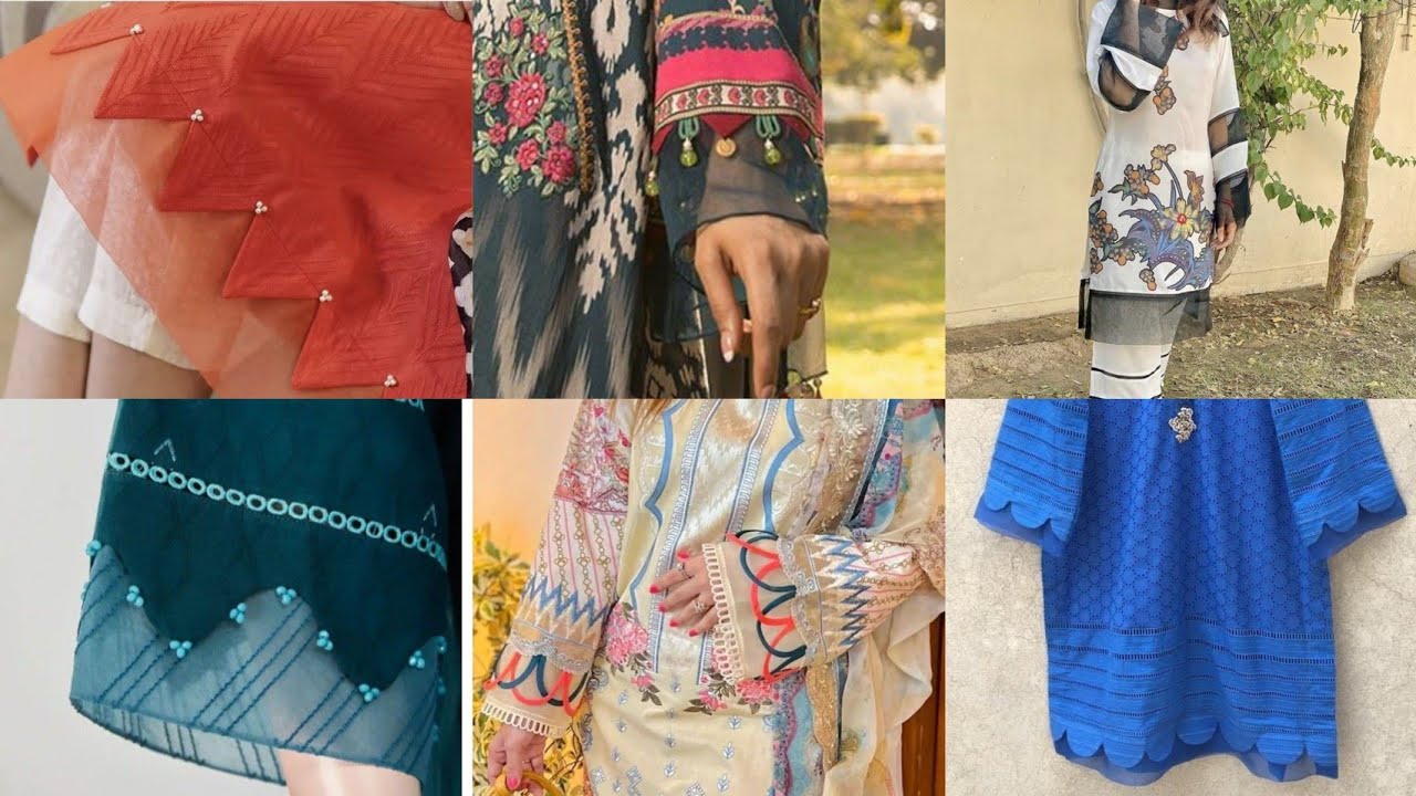 Lawn casual dress designing with organza patches and laces/ designing with organza fabric