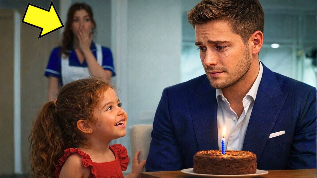 FAXINEIRA VÊ MILIONÁRIO COMEMORAR ANIVERSÁRIO SOZINHO… ATÉ SUA FILHA PERGUNTAR: “PODEMOS SENTAR?”
