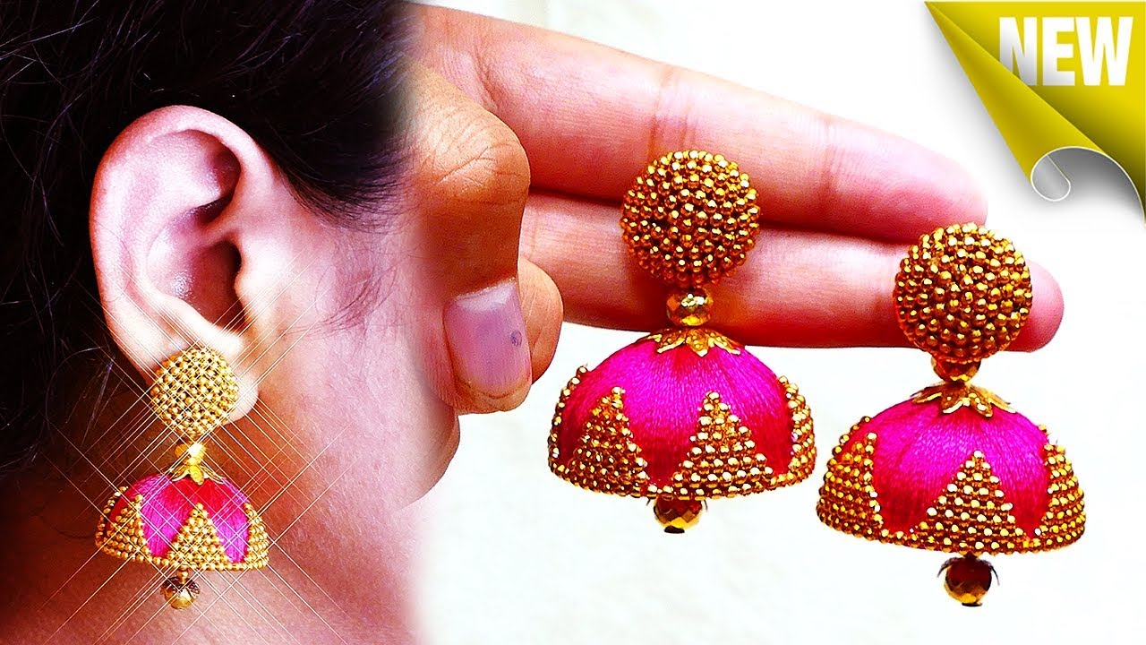 How To Make Silk Thread Jhumkas At Home | Latest Silk Thread Earrings