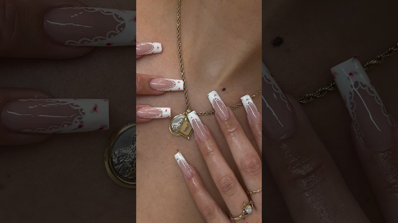 Spring nails 💐 #nails #springnails #frenchnails #shorts #nailsnailsnails