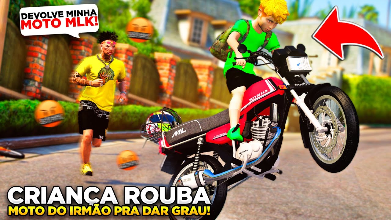 CRIANÇA ROUBA MOTO do IRMÃO pra DAR GRAU no GTA 5!!!😱