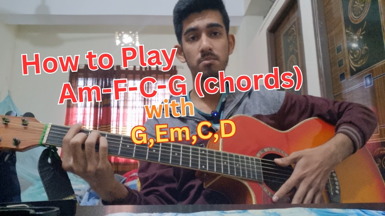 How to play Am-F-C-G Chords on Guitar with G-Em-C-G