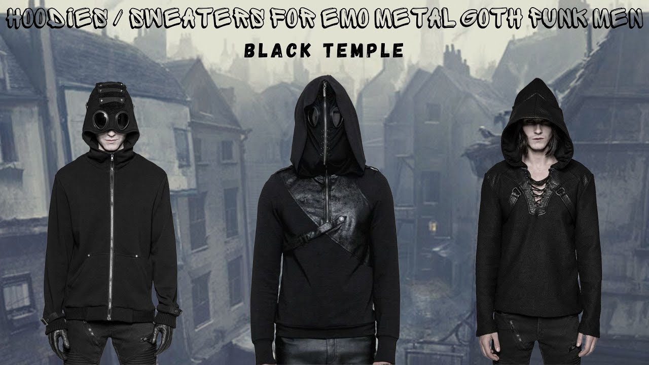Hoodies and Sweaters for Emo Metal Punk Gothic Men - Black Temple