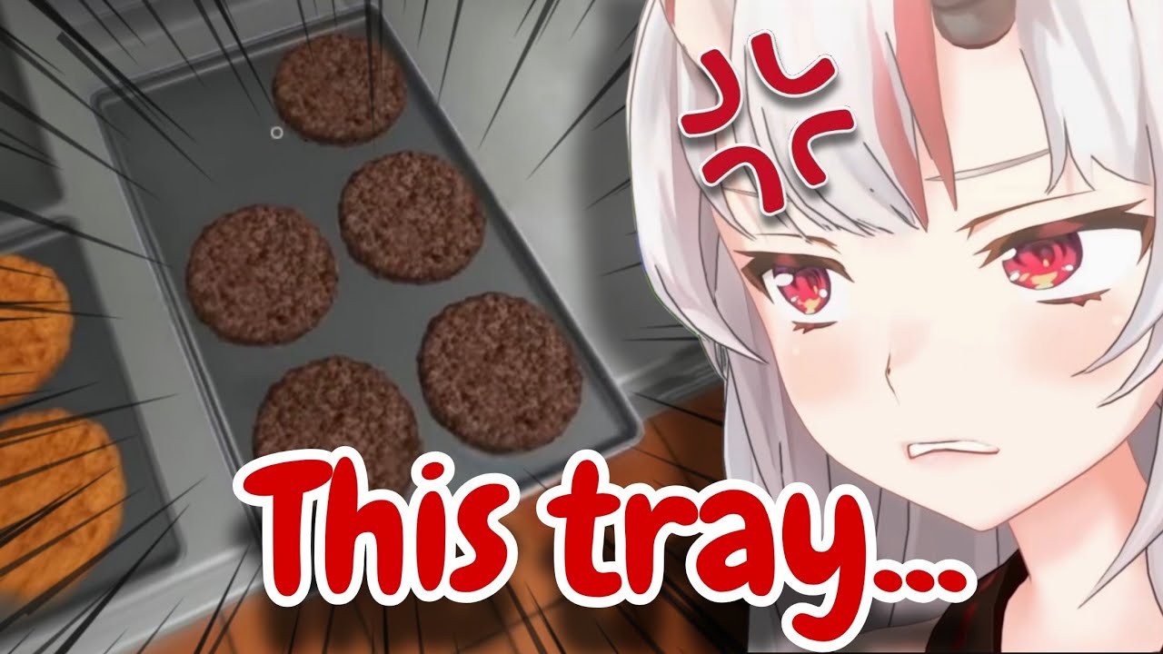 Ayame got frustrated with the tray placement and started speaking in an annoyed voice! [Holonald's]