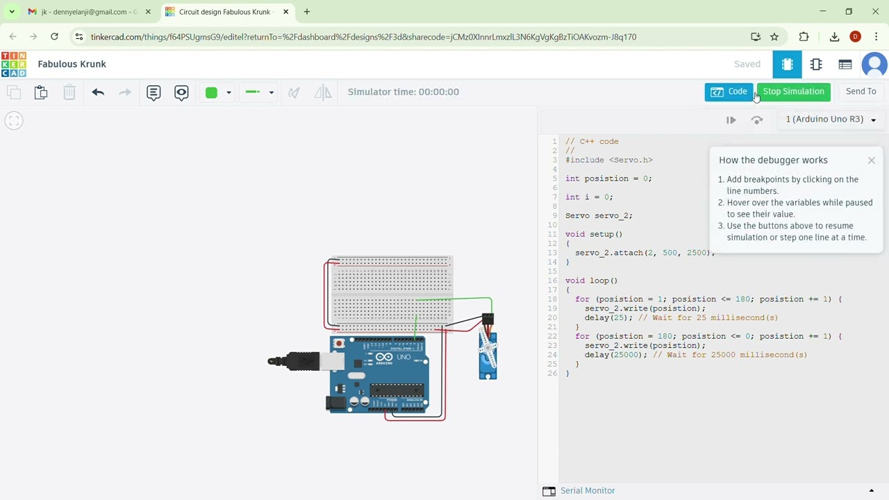 '' WAVING Circuit design ''Tinkercad :DENNY J MANGALATHU