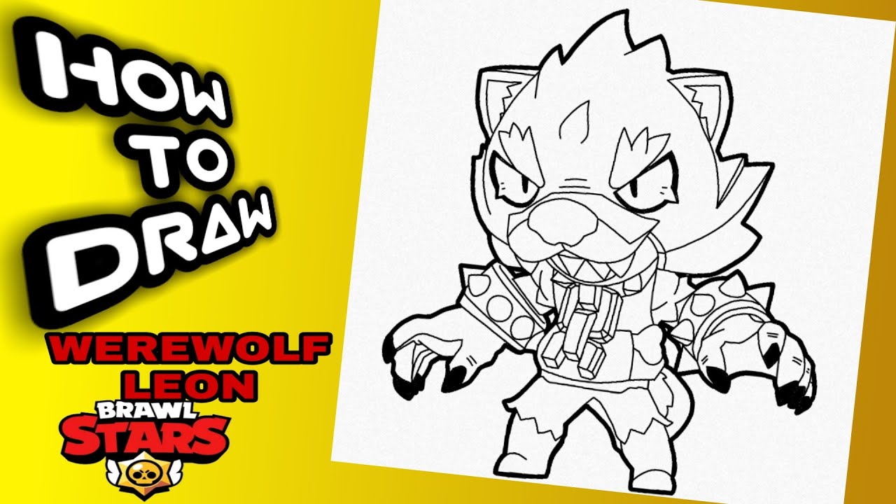 HOW TO DRAW WEREWOLF LEON | BRAWL STARS DRAWINGS | como dibujar a leon lobo de brawl stars