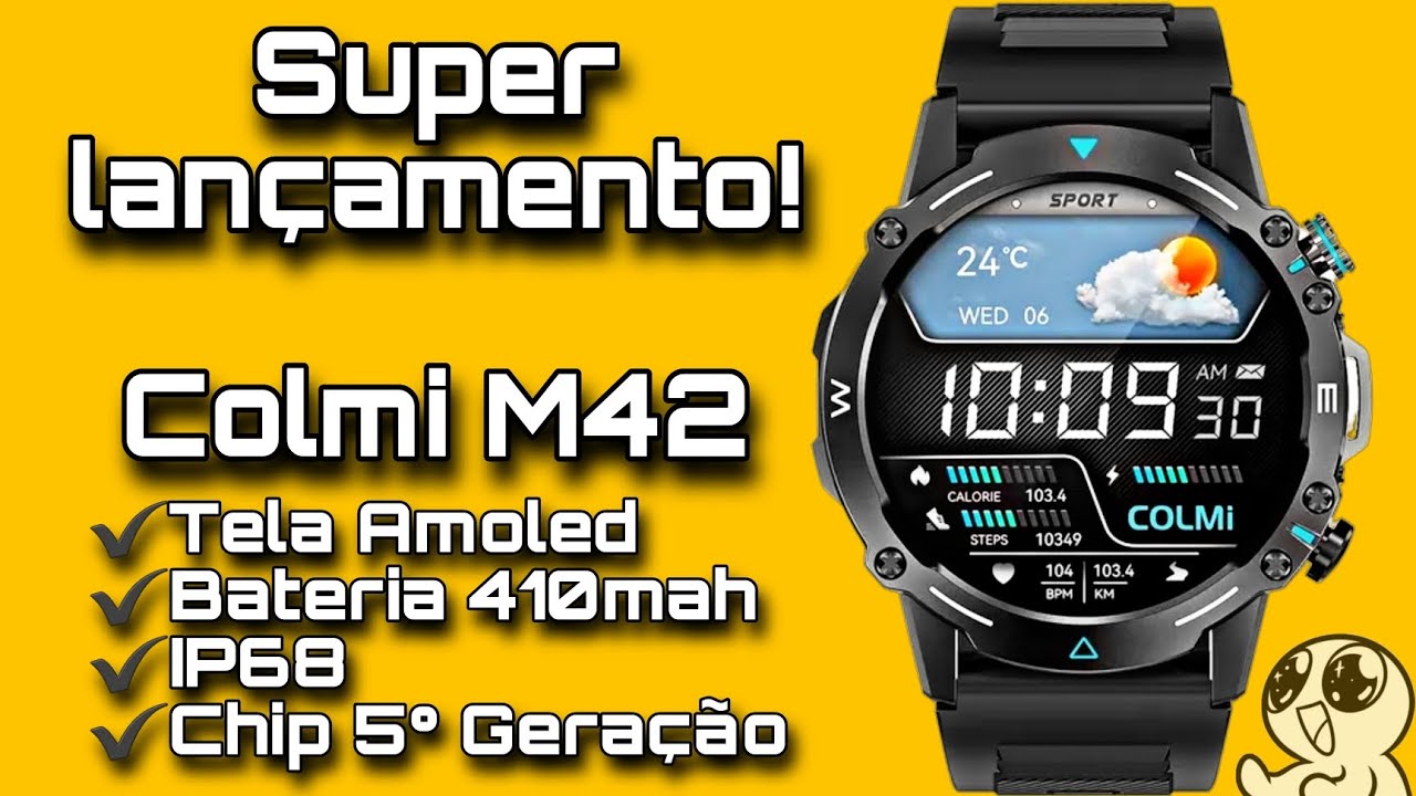 COLMI M42 - Smartwatch Com Tela AMOLED, IP68, Faz e Recebe Ligações por MENOS de R$150,00