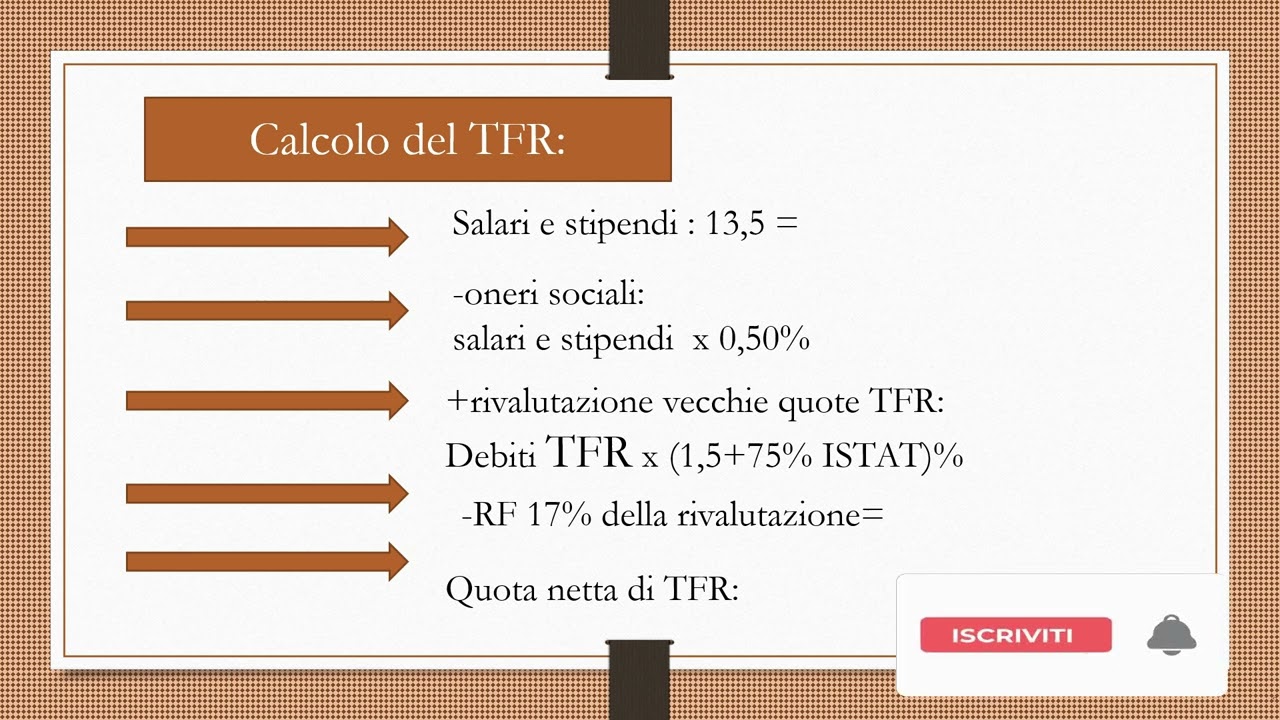 Calcolo del TFR nelle scritture di assestamento