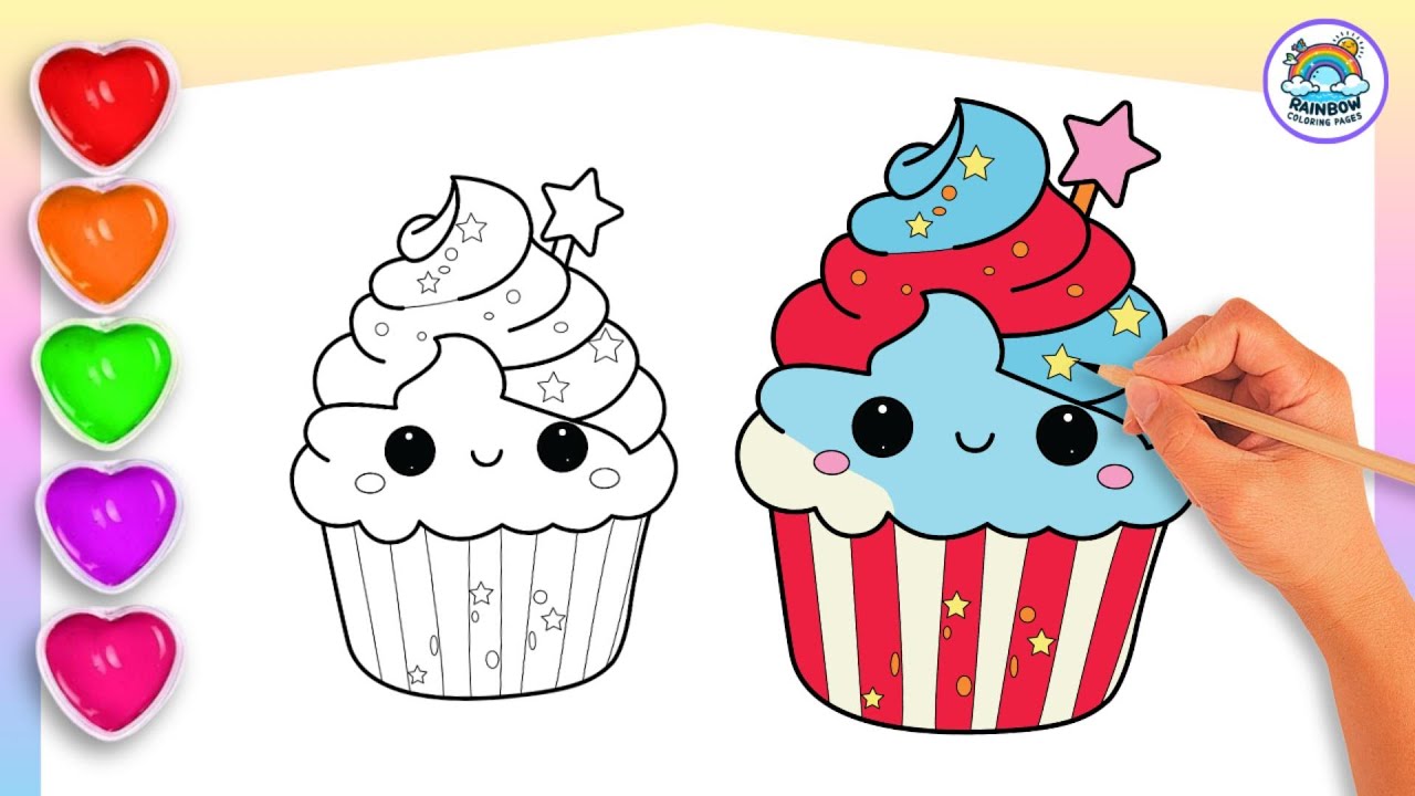 Cute Cupcake Drawing 🧁! Easy Art for Kids and Toddlers!