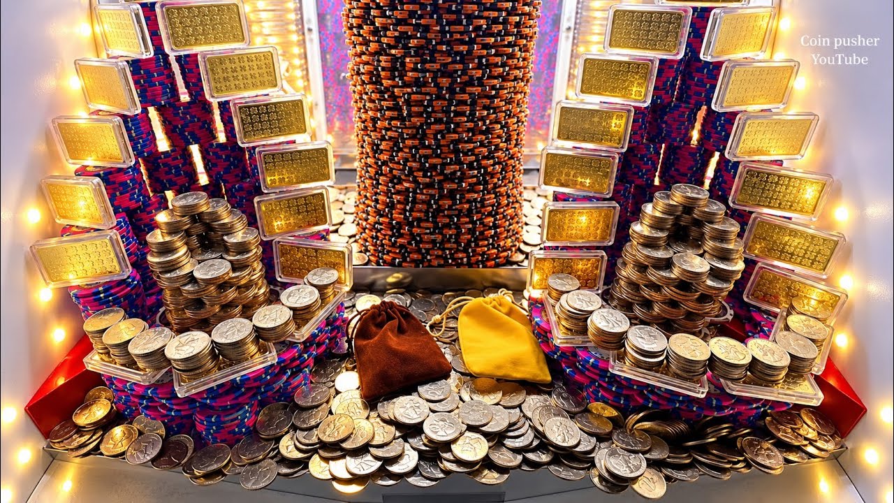 Три башни из покерных фишек, игровой автомат Highland coin pusher