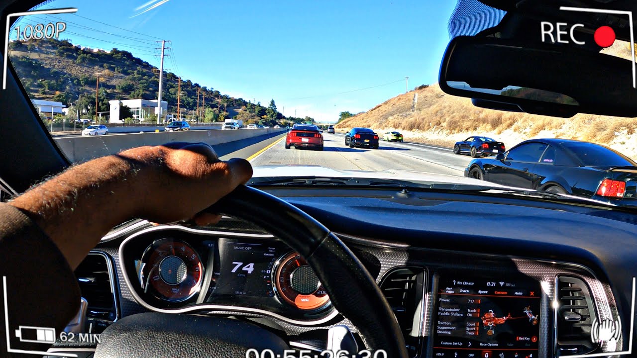 Cutting Up In Traffic With 20+ MUSTANGS In My SRT HELLCAT!!😮‍💨 *GT500, Whipple 10 speeds, ZO6 ETC*