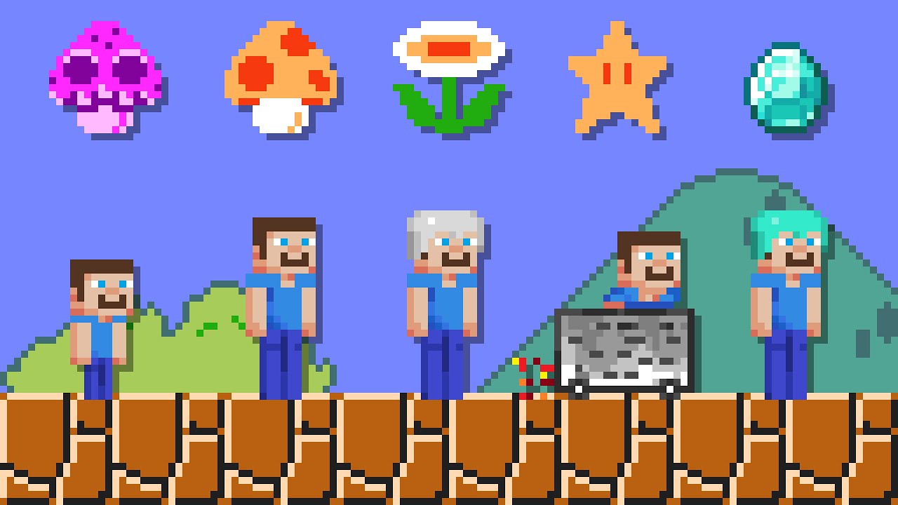 Steve in Super Mario Bros. 1 (NES). ᴴᴰ