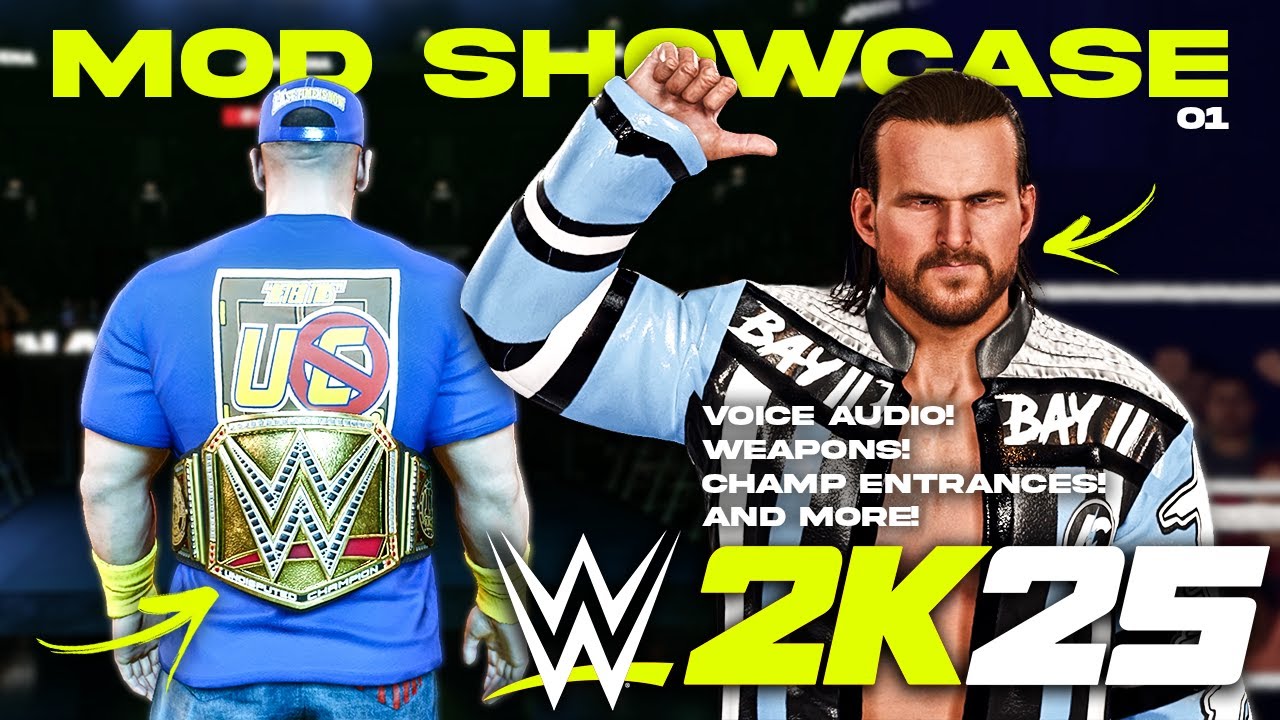 WWE 2K25: Advanced Championship Entrances, Voice Audio, New Weapons, & More! (Mod Showcase 01)