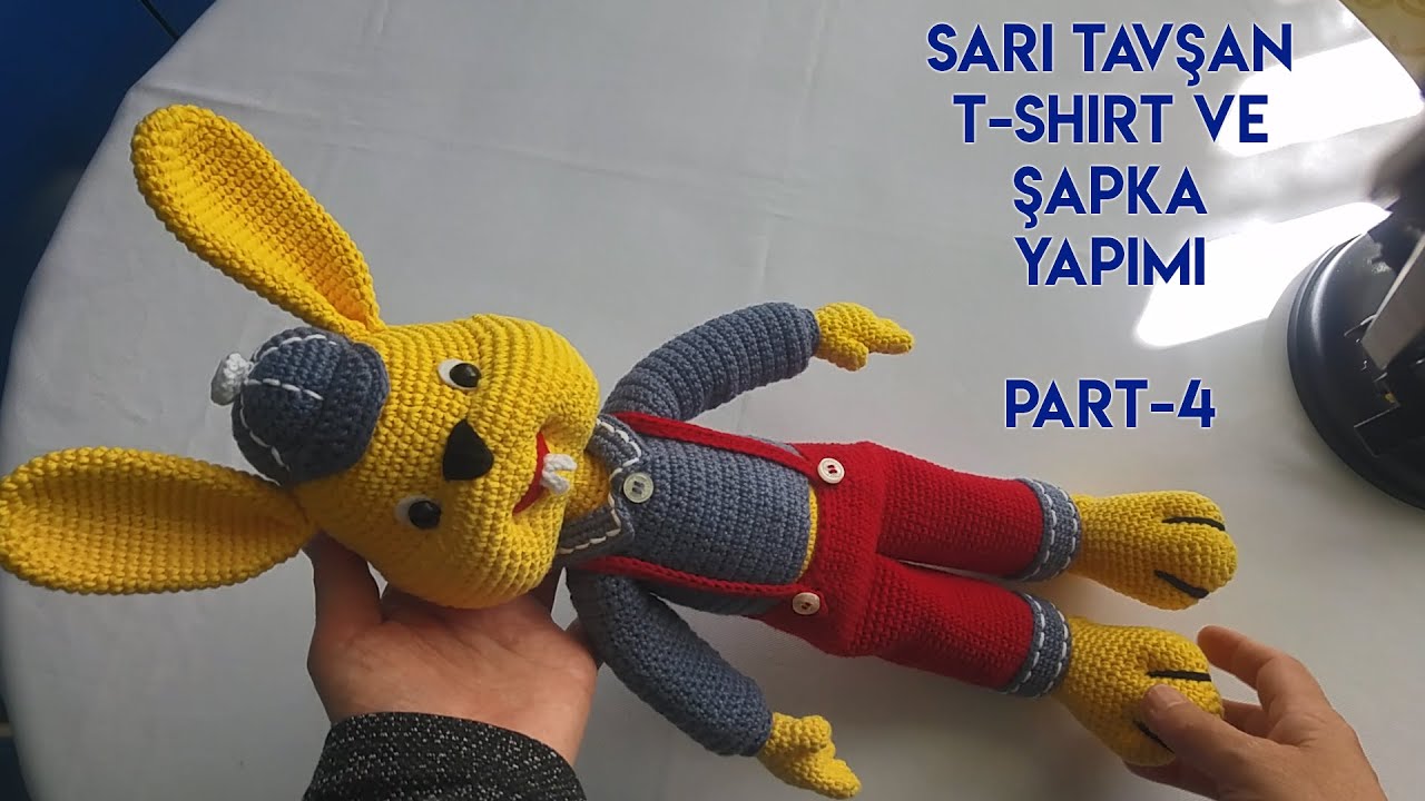 44 cm Sarı tavşan tişort ve şapka yapımı PART 4 (Englishsubtitle)