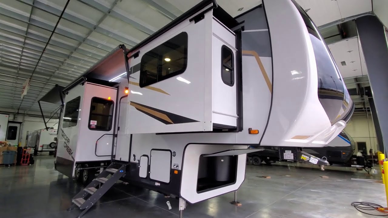 Model Change 2021 Cedar Creek 371FL Front Living Room Fifth Wheel @ Couchs RV Nation a RV Wholesaler