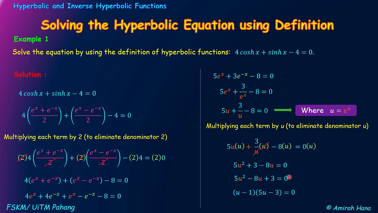 Solving Hyperbolic Equation using Definition