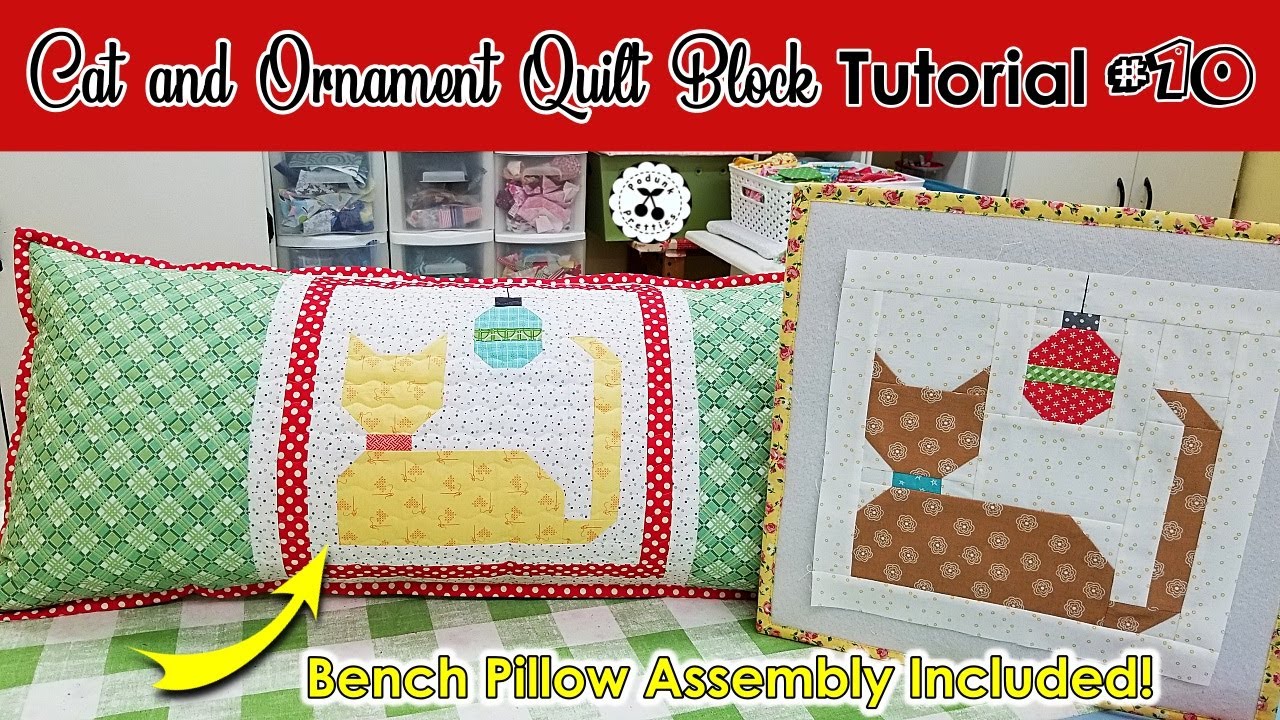 Cat and Ornament Quilt Block Tutorial 10