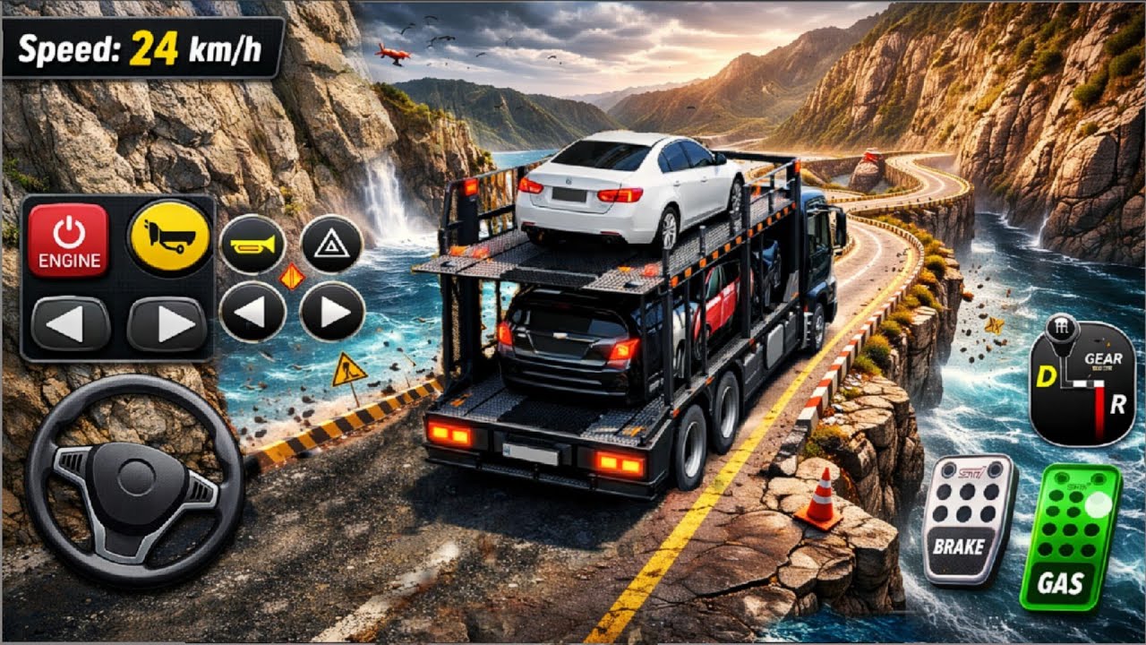 Impossible Mountain Truck Drive 😱 | Narrow Cliff Car Transport Challenge 🚛