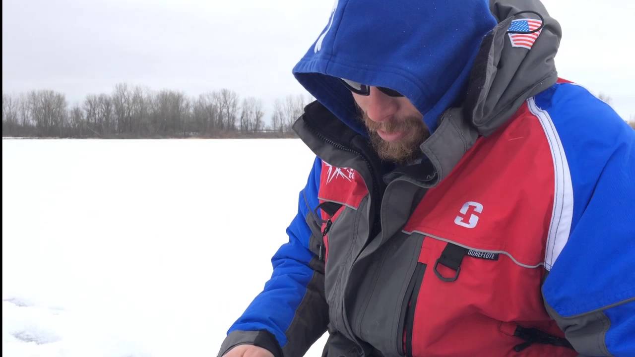 Ice fishing with a palm rod