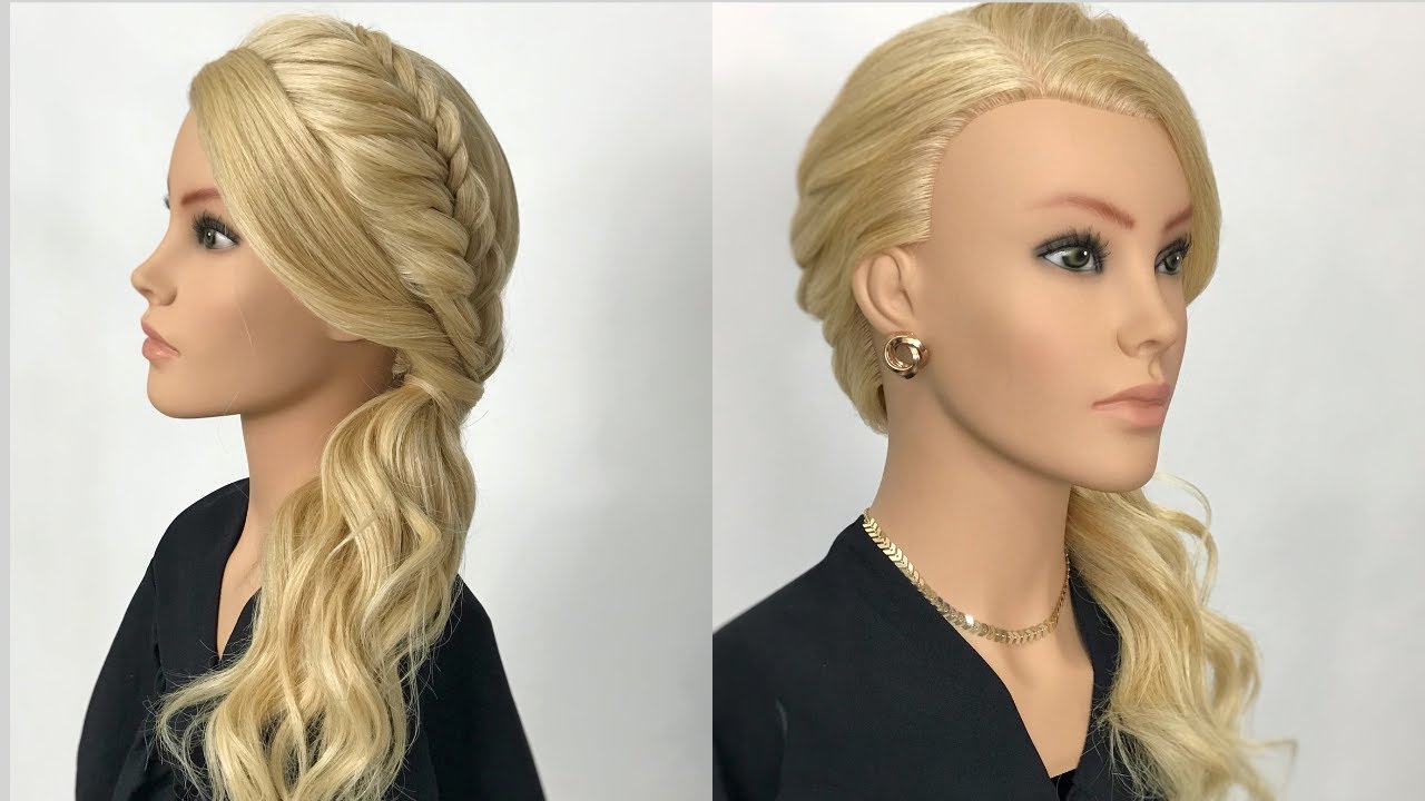 Penteado lateral com trança escama de peixe
