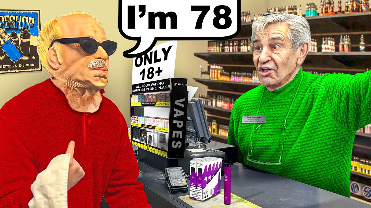 Buying Vapes With Old Man Mask