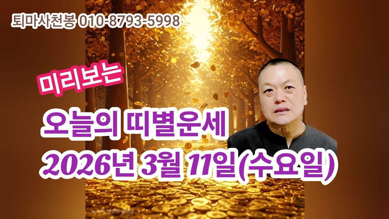 2026년 3월11일(수요일) 오늘의 띠별운세 