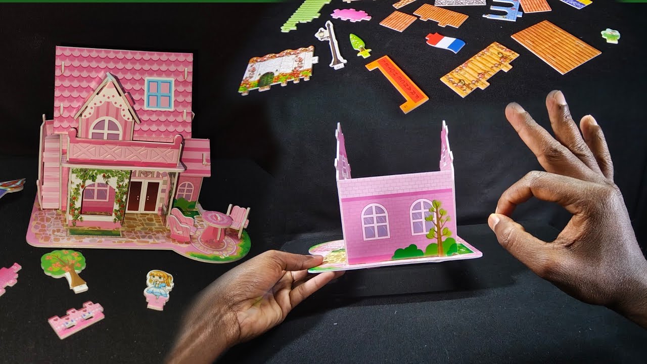 DIY 3D Paper Dollhouse Build: 🦋Step-by-Step Assembly of a 🦋Beautiful Pink Princess House!​🏠