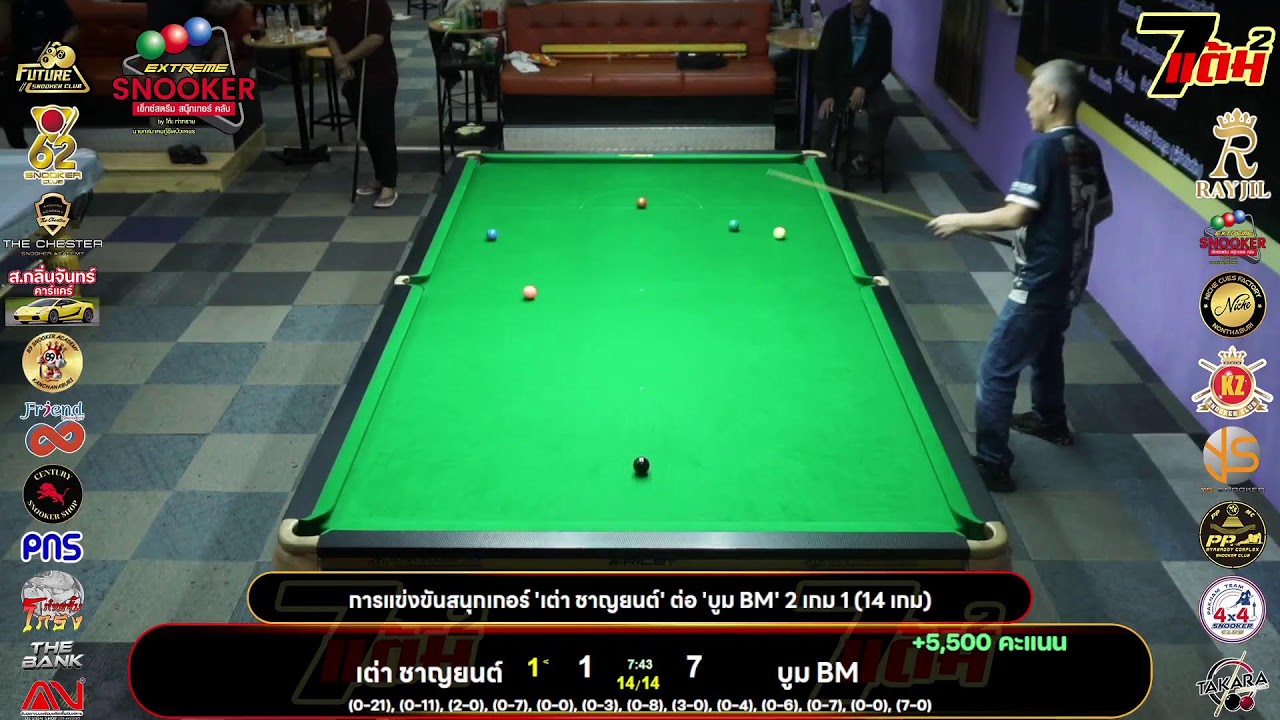 การแข่งขันสนุกเกอร์ 'เต่า ชาญยนต์' ต่อ 'บูม BM' 2 เกม 1 (14 เกม)