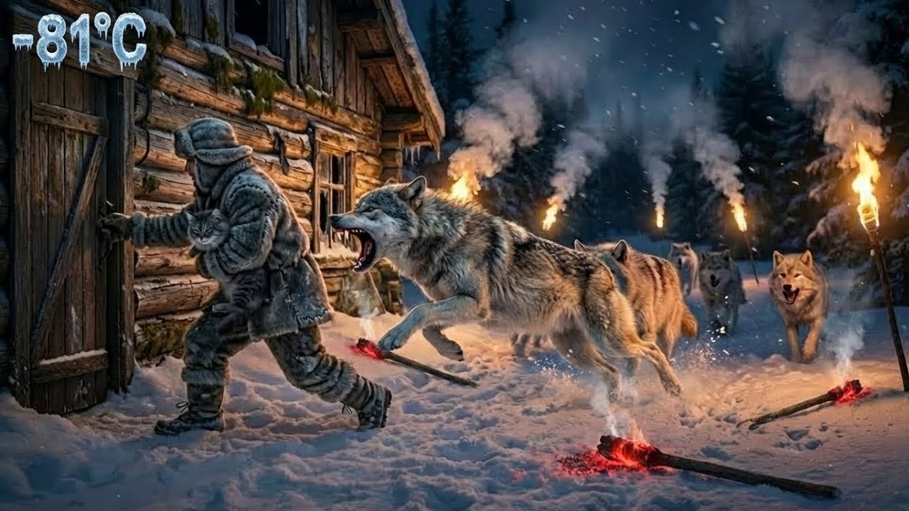 A young man confronts a pack of wolves | extreme survival in the Taiga forest of Yakutia