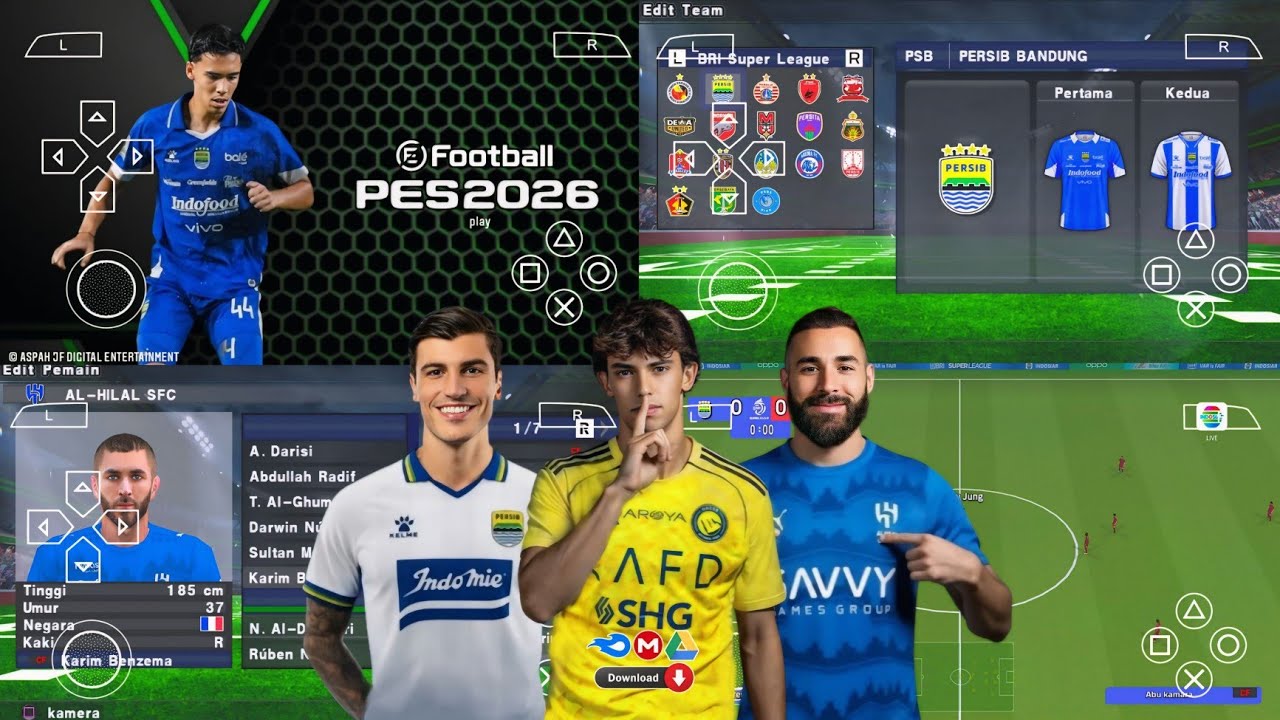 eFootball PES 2026 PPSSPP Android Offline Full Update AFC & League Kits 26/27 Season 4k Graphics   