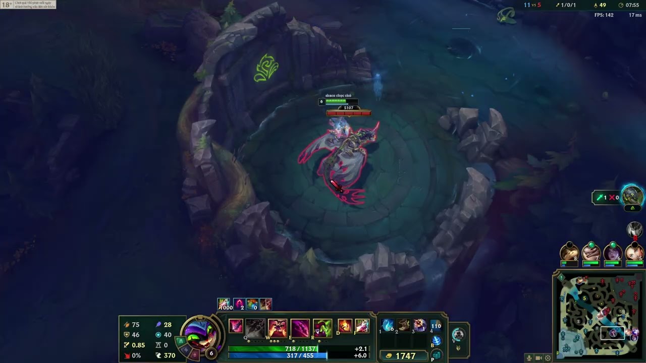 Shaco AP rừng vs Diana | Cướp blue đè đầu rừng địch 0/12