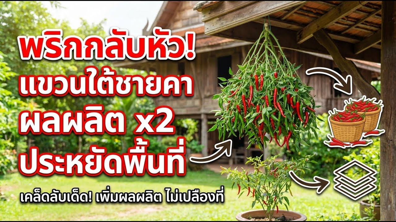 ปลูกพริกคว่ำใต้ชายคา เพิ่มผลผลิต 2 เท่า ไม่เปลืองพื้นที่!