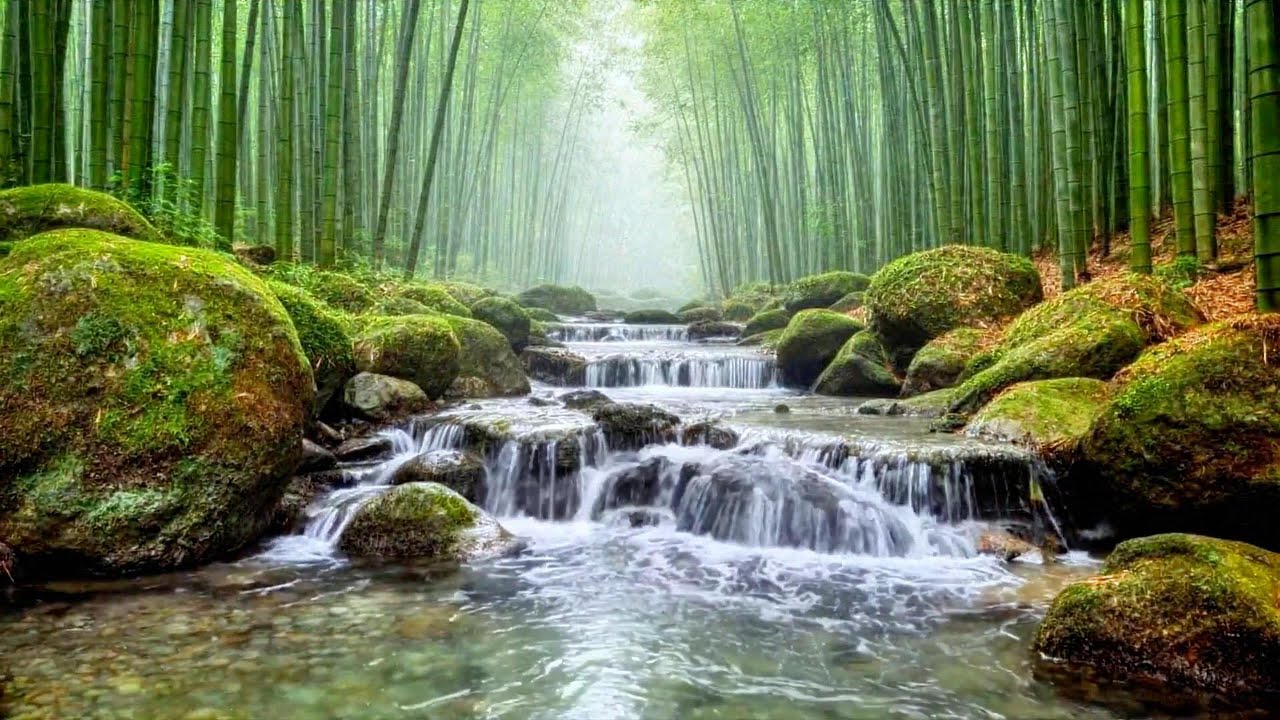 Bamboo Garden Stream Music 😊🌿🎶 Gentle Flowing Water for Deep Relaxation & Inner Calm
