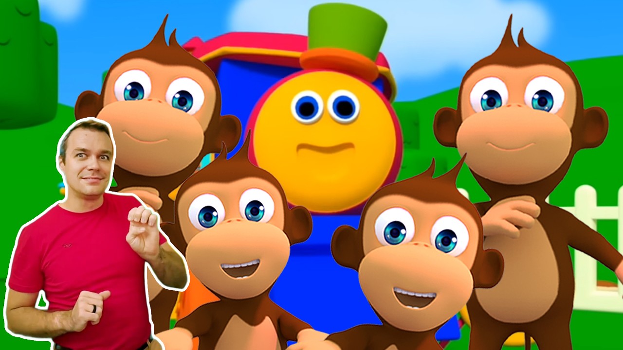 Five Little Monkeys | Bright & Colorful Cartoon Rhyme