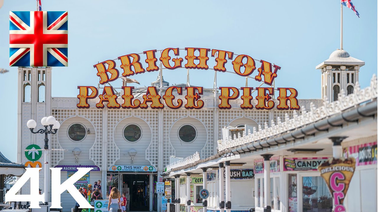 Brighton 4K Walking Tour - Sea Front, Sunny Day, Lovely Weather
