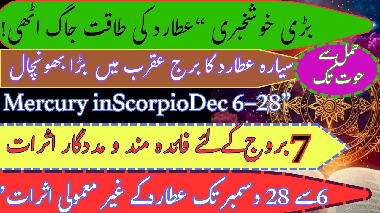 🔥powerful transit Mercury in Scorpio 2025 برج عقرب میں عطارد کی سیدھی فتار|Full Zodiac Predictions”