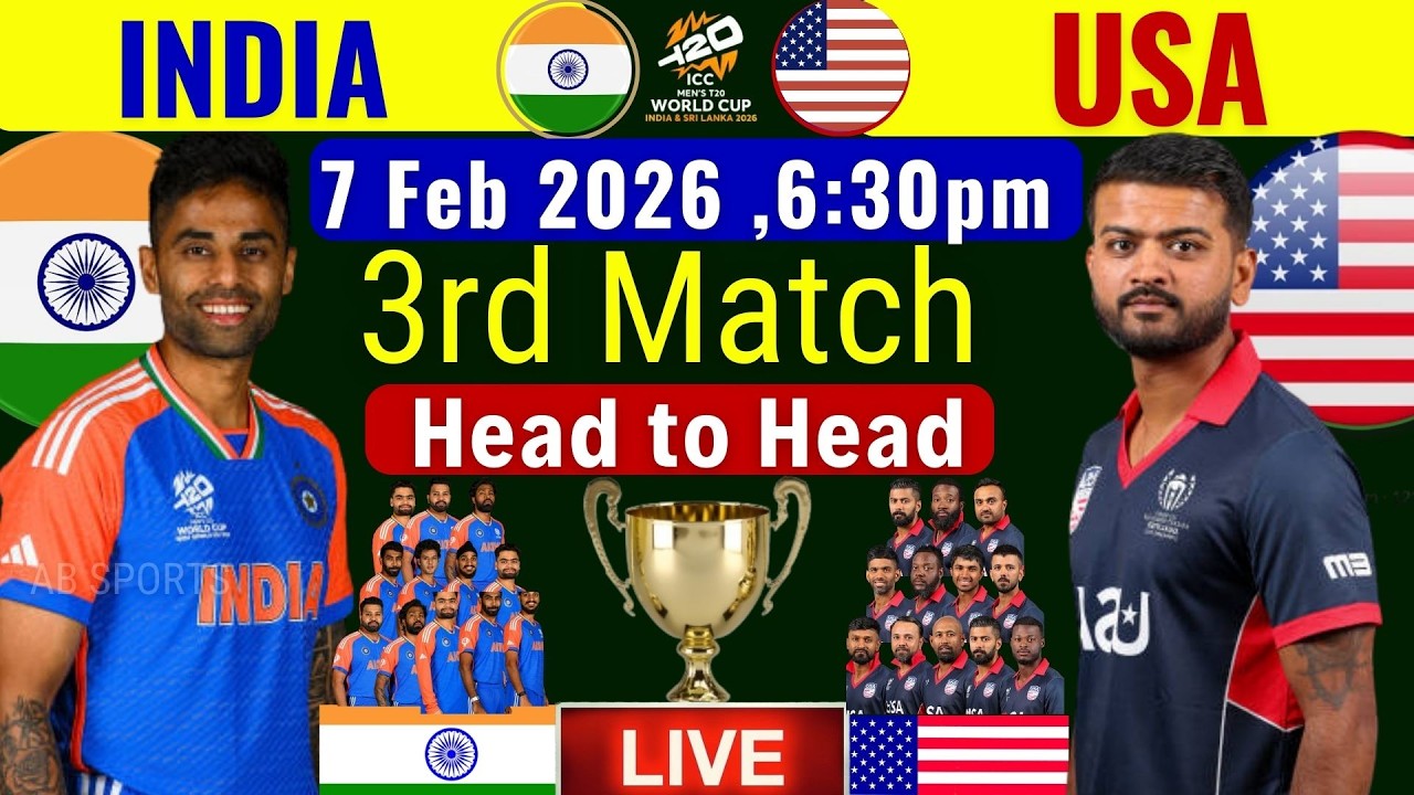 🔴Прямая трансляция: 3-й матч Индия против США | Чемпионат мира ICC T20 2026, 3-й матч | Прямая тр...