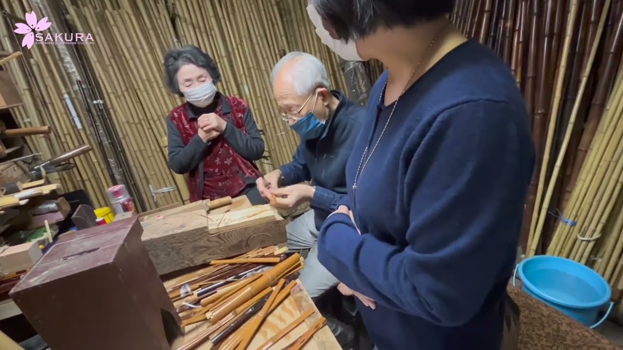 京都の老舗の竹平銘竹問屋の㈲竹平商店での茶杓制作体験 takehei inc.the 100th anniversary in 2015.