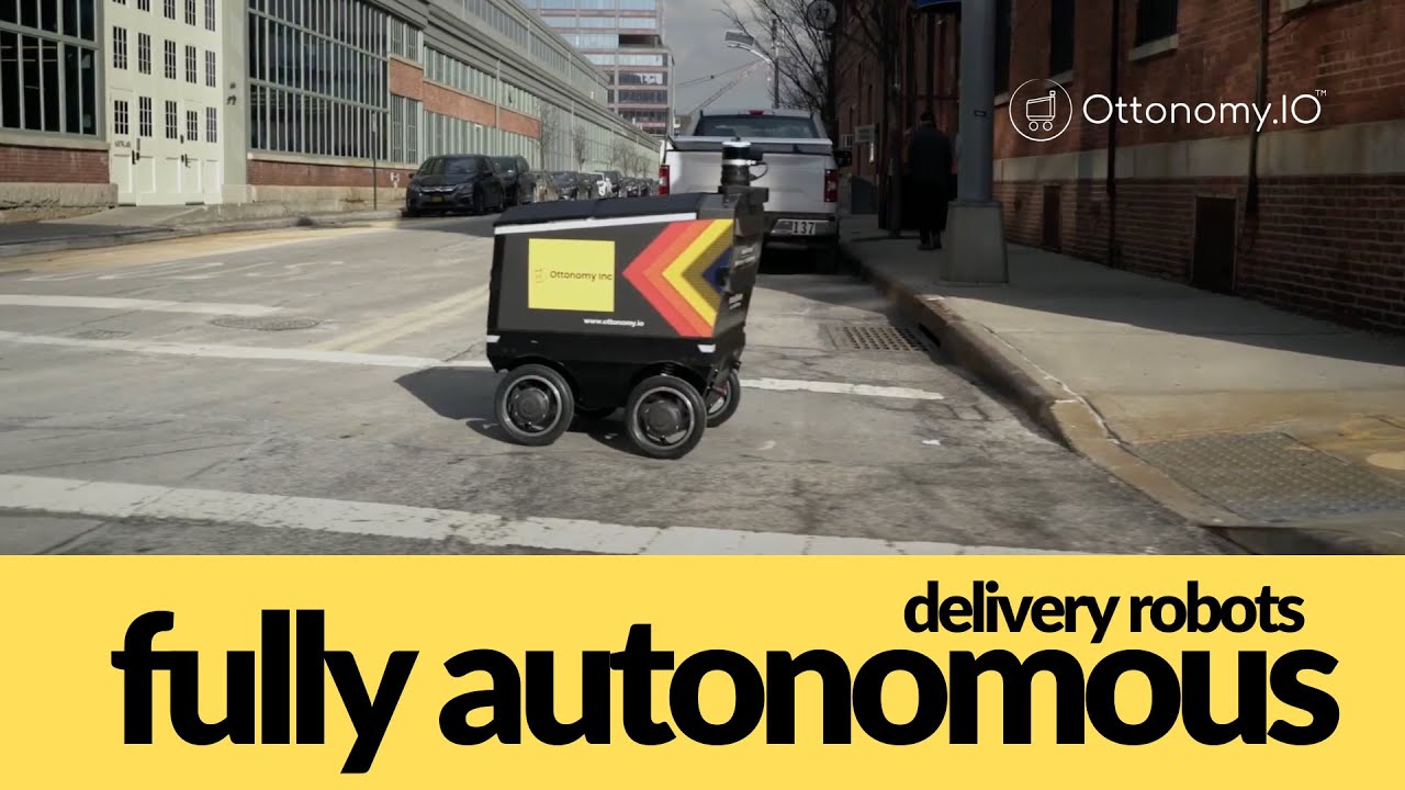 Ottobots in New York - Ottonomy Inc at Newlabs #AutonomousDeliveryRobot #CurbsideDelivery