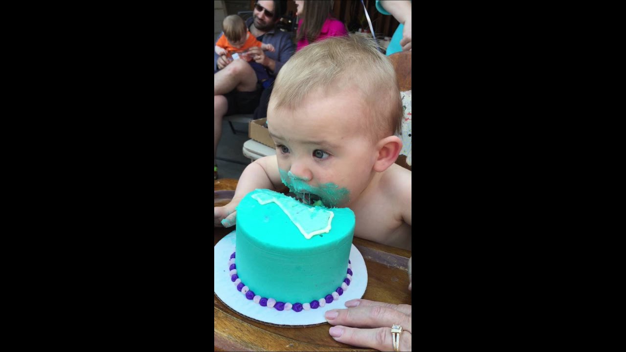 How one year old babies eat birthday cake!