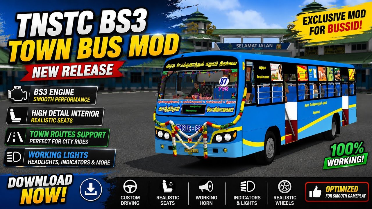 New TNSTC Bs3 Town Bus Mod Release|Bussid & Bussin #rsgamingupdates#bussid#bussin#bus#mod#new#tnstc
