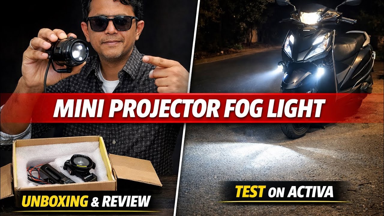 Budget Mini Projector Fog Light 🔥 Liu HJG Unboxing + Night Test on Activa ||