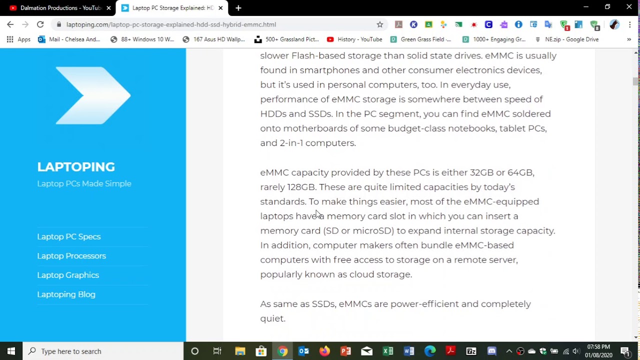 What is emmc storage comparing HDD'S VS SSD'S