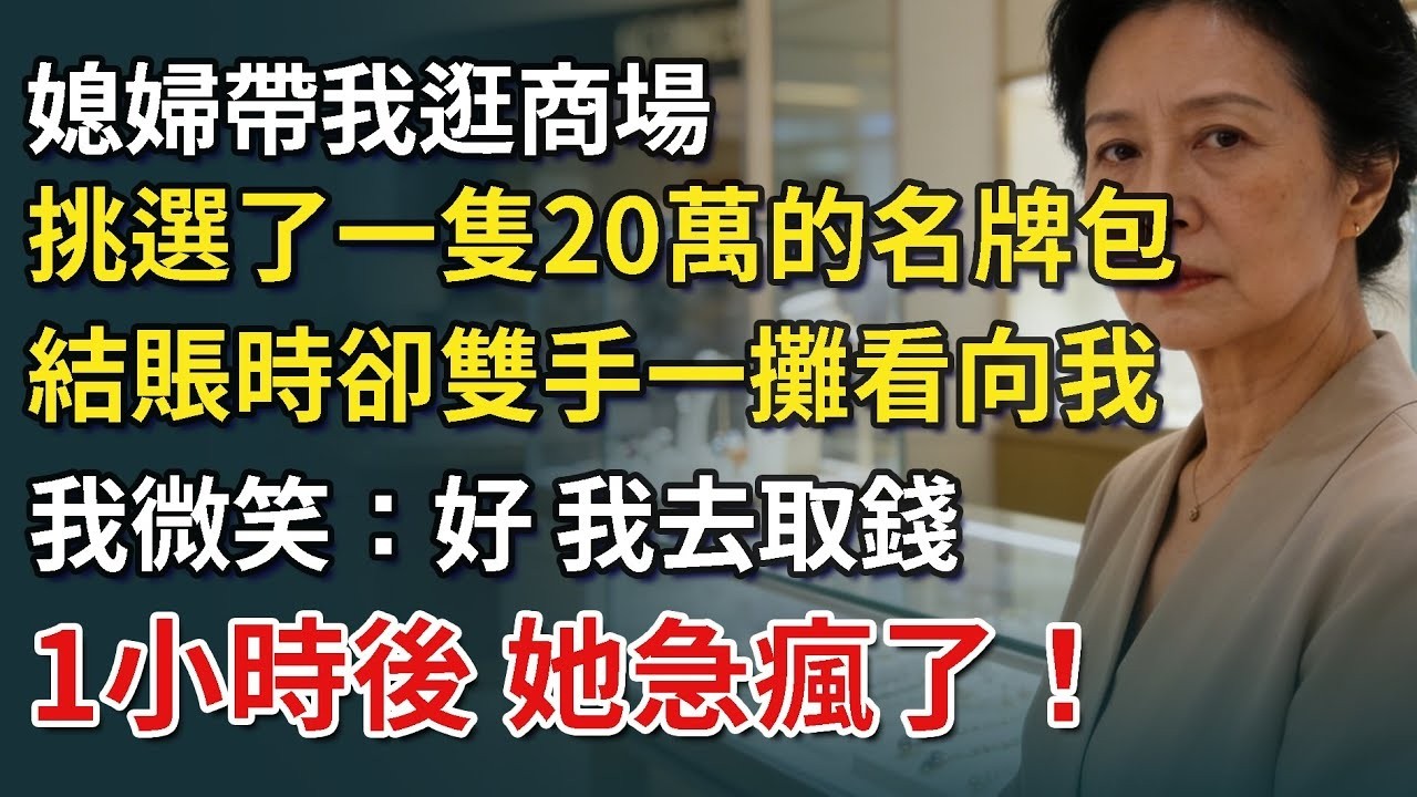 媳婦帶我逛商場，挑選了一隻20萬的名牌包，結賬時卻雙手一攤看向我，我微笑：好，我去取錢，1小時後，她急瘋了！【康養人生道】 #康養人生道 #上了年紀該明白的事 #養老 #聰明老人 #長壽秘密