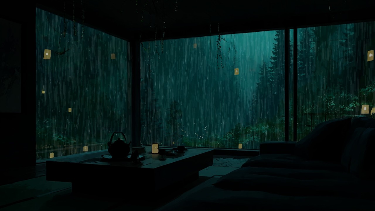 Deep Sleep Rain Sounds: 3 Hours Heavy Rain Outside Window, Dark Room Ambience, No Music